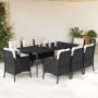 Set de comedor de jardín 9 pzas y cojines ratán sintético negro de , Conjuntos de jardín - Ref: Foro24-3211912, Precio: 880,9...