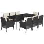 Set de comedor de jardín 9 pzas y cojines ratán sintético negro de , Conjuntos de jardín - Ref: Foro24-3211912, Precio: 880,9...