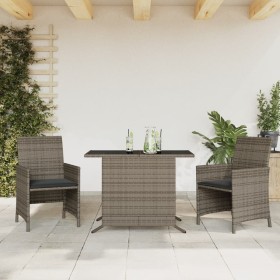 Gartenstühle und Tisch mit Kissen 3 Stück PE Rattangrau von , Gartensets - Ref: Foro24-365119, Preis: 210,00 €, Rabatt: %