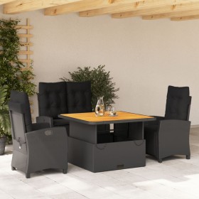 Juego comedor jardín 4 piezas con cojines ratán sintético negro de , Conjuntos de jardín - Ref: Foro24-3277393, Precio: 636,5...