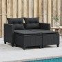 Garden sofa for 2 people with canopy and black PE rattan stools by , Outdoor sofas - Ref: Foro24-365791, Price: 278,99 €, Dis...