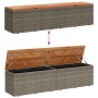 Storage box for garden made of acacia wood with grey rattan 220x50x54cm by , Outdoor storage boxes - Ref: Foro24-365959, Pric...