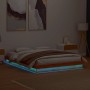 Solid pine wood LED bed frame in brown wax finish 160x200cm by , Beds and slatted bases - Ref: Foro24-844416, Price: 138,21 €...