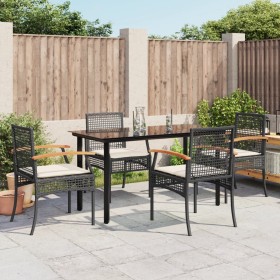 5-teiliges Gartenmöbel-Set mit Kissen synthetisches Rattan schwarz von , Gartensets - Ref: Foro24-3213605, Preis: 335,47 €, R...