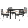 Set de muebles jardín 5 pzas con cojines ratán sintético negro de , Conjuntos de jardín - Ref: Foro24-3213605, Precio: 334,99...