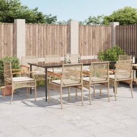 9-teiliges Garten-Esszimmer-Set mit Kissen synthetisches Rattan beige von , Gartensets - Ref: Foro24-3213630, Preis: 699,99 €...