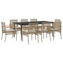 Set comedor de jardín 9 pzas con cojines ratán sintético beige de , Conjuntos de jardín - Ref: Foro24-3213630, Precio: 700,40...