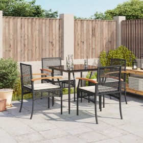 5-teiliges Gartenmöbel-Set mit Kissen synthetisches Rattan schwarz von , Gartensets - Ref: Foro24-3213597, Preis: 317,70 €, R...