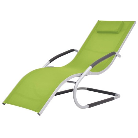 Aluminum sun lounger with green textilene cushion by vidaXL, Loungers - Ref: Foro24-47780, Price: 99,63 €, Discount: %