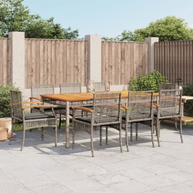 Garden dining set 9 pieces and gray synthetic rattan cushions by , Garden sets - Ref: Foro24-3213574, Price: 666,37 €, Discou...