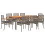 Garden dining set 9 pieces and gray synthetic rattan cushions by , Garden sets - Ref: Foro24-3213574, Price: 666,37 €, Discou...