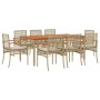 Set comedor de jardín 9 pzas con cojines ratán sintético beige de , Conjuntos de jardín - Ref: Foro24-3213583, Precio: 707,31...