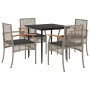 Set comedor de jardín 5 piezas con cojines ratán sintético gris de , Conjuntos de jardín - Ref: Foro24-3213611, Precio: 323,9...