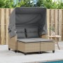 Garden sofa for 2 people with canopy and beige PE rattan stools by , Outdoor sofas - Ref: Foro24-365785, Price: 393,37 €, Dis...