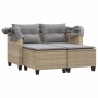 Garden sofa for 2 people with canopy and beige PE rattan stools by , Outdoor sofas - Ref: Foro24-365785, Price: 393,37 €, Dis...