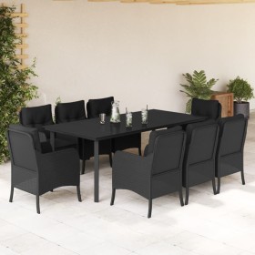 9-teiliges Garten-Esszimmerset und Kissen synthetisches Rattan schwarz von , Gartensets - Ref: Foro24-3211933, Preis: 918,83 ...