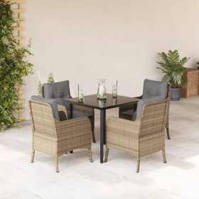 5-teiliges Garten-Esszimmer-Set mit Kissen synthetisches Rattan beige von , Gartensets - Ref: Foro24-3211984, Preis: 465,87 €...