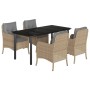 Set comedor de jardín 5 pzas con cojines ratán sintético beige de , Conjuntos de jardín - Ref: Foro24-3211986, Precio: 582,99...