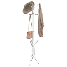 Iron coat rack with white powder coating, 176 cm by , Hat and coat racks - Ref: Foro24-377084, Price: 25,20 €, Discount: %