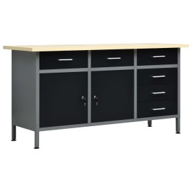 Black steel workbench 160x60x85 cm by vidaXL, Work tables - Ref: Foro24-145348, Price: 512,76 €, Discount: %