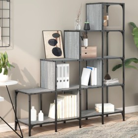 Wood and gray Sonoma metal engineering shelf 122x30x132 cm by , Bookcases and shelves - Ref: Foro24-845444, Price: 94,46 €, D...