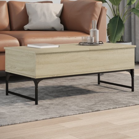 Center table made of engineered wood and metal in Sonoma oak, measuring 100x50x40cm. by , Coffee table - Ref: Foro24-845377, ...