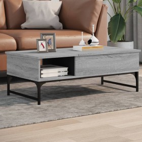 Engineered wood and gray Sonoma metal coffee table 100x50x35 cm by , Coffee table - Ref: Foro24-845394, Price: 77,19 €, Disco...