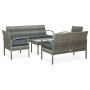 Set de muebles de jardín 5 pzas y cojines ratán sintético gris de vidaXL, Conjuntos de jardín - Ref: Foro24-45790, Precio: 31...