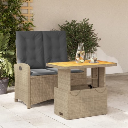 Set comedor de jardín 2 pzas con cojines ratán sintético beige de , Conjuntos de jardín - Ref: Foro24-3277370, Precio: 291,99...