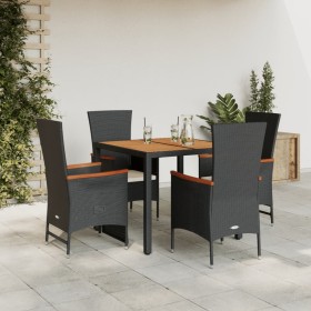 5-teiliges Gartenmöbel-Set mit Kissen synthetisches Rattan schwarz von , Gartensets - Ref: Foro24-3277506, Preis: 482,17 €, R...