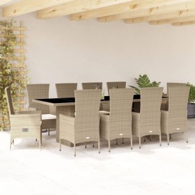 Set comedor de jardín 11 pzas con cojines ratán sintético beige de , Conjuntos de jardín - Ref: Foro24-3277586, Precio: 1,00 ...