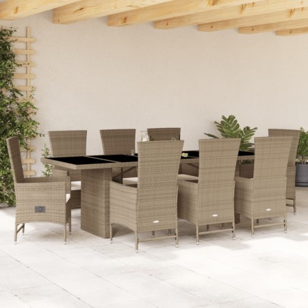 Set comedor de jardín 9 pzas con cojines ratán sintético beige de , Conjuntos de jardín - Ref: Foro24-3277584, Precio: 1,00 €...