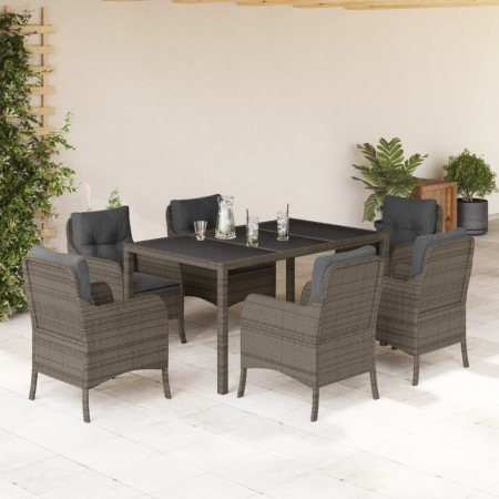 Garden dining set 7 pieces and gray synthetic rattan cushions by , Garden sets - Ref: Foro24-3211857, Price: 809,31 €, Discou...