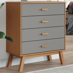 OLDEN solid pine wood chest of drawers in gray and brown by , Drawers - Ref: Foro24-358589, Price: 124,88 €, Discount: %