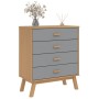 Cómoda de cajones OLDEN madera maciza de pino gris y marrón de , Cajoneras - Ref: Foro24-358589, Precio: 124,88 €, Descuento: %