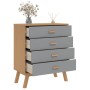 OLDEN solid pine wood chest of drawers in gray and brown by , Drawers - Ref: Foro24-358589, Price: 124,64 €, Discount: %