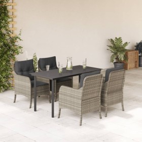 Set comedor de jardín 5 pzas cojines ratán sintético gris claro de , Conjuntos de jardín - Ref: Foro24-3211999, Precio: 505,9...