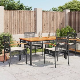 5-teiliges Gartenmöbel-Set mit Kissen synthetisches Rattan schwarz von , Gartensets - Ref: Foro24-3213562, Preis: 380,99 €, R...