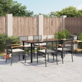 7-piece garden dining set with black synthetic rattan cushions by , Garden sets - Ref: Foro24-3213607, Price: 524,31 €, Disco...