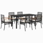 7-teiliges Garten-Esszimmerset und Kissen synthetisches Rattan schwarz von , Gartensets - Ref: Foro24-3213607, Preis: 523,99 ...