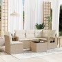 Garden sofa set with 6-piece synthetic rattan beige cushions by , Garden sets - Ref: Foro24-3220177, Price: 524,43 €, Discoun...