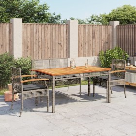 4-piece garden dining set with gray PE rattan cushions by , Garden sets - Ref: Foro24-3213576, Price: 393,99 €, Discount: %