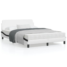 Estructura de cama con cabecero cuero sintético blanco y negro de , Camas y somieres - Ref: Foro24-373184, Precio: 170,03 €, ...