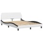 Bed frame with white and black synthetic leather headboard by , Beds and slatted bases - Ref: Foro24-373184, Price: 146,68 €,...