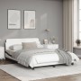 Bed frame with white and black synthetic leather headboard by , Beds and slatted bases - Ref: Foro24-373184, Price: 146,68 €,...