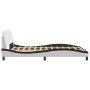 Bed frame with white and black synthetic leather headboard by , Beds and slatted bases - Ref: Foro24-373184, Price: 146,68 €,...