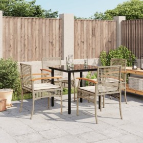 5-teiliges Garten-Esszimmer-Set mit Kissen synthetisches Rattan beige von , Gartensets - Ref: Foro24-3213632, Preis: 348,99 €...