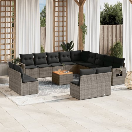 Set mit 14 Gartensofas mit Kissen synthetisches Rattangrau von , Modulare Sofas für den Außenbereich - Ref: Foro24-3224821, P...