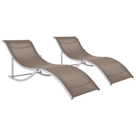 Folding loungers 2 units taupe textilene by vidaXL, Loungers - Ref: Foro24-47786, Price: 186,99 €, Discount: %