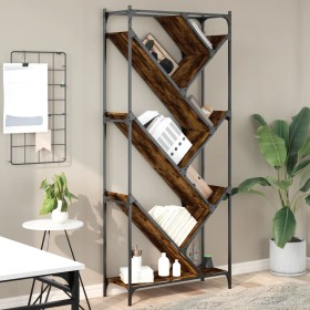 Engineered wood and smoked oak metal shelf 79x30x180 cm by , Bookcases and shelves - Ref: Foro24-845433, Price: 98,99 €, Disc...